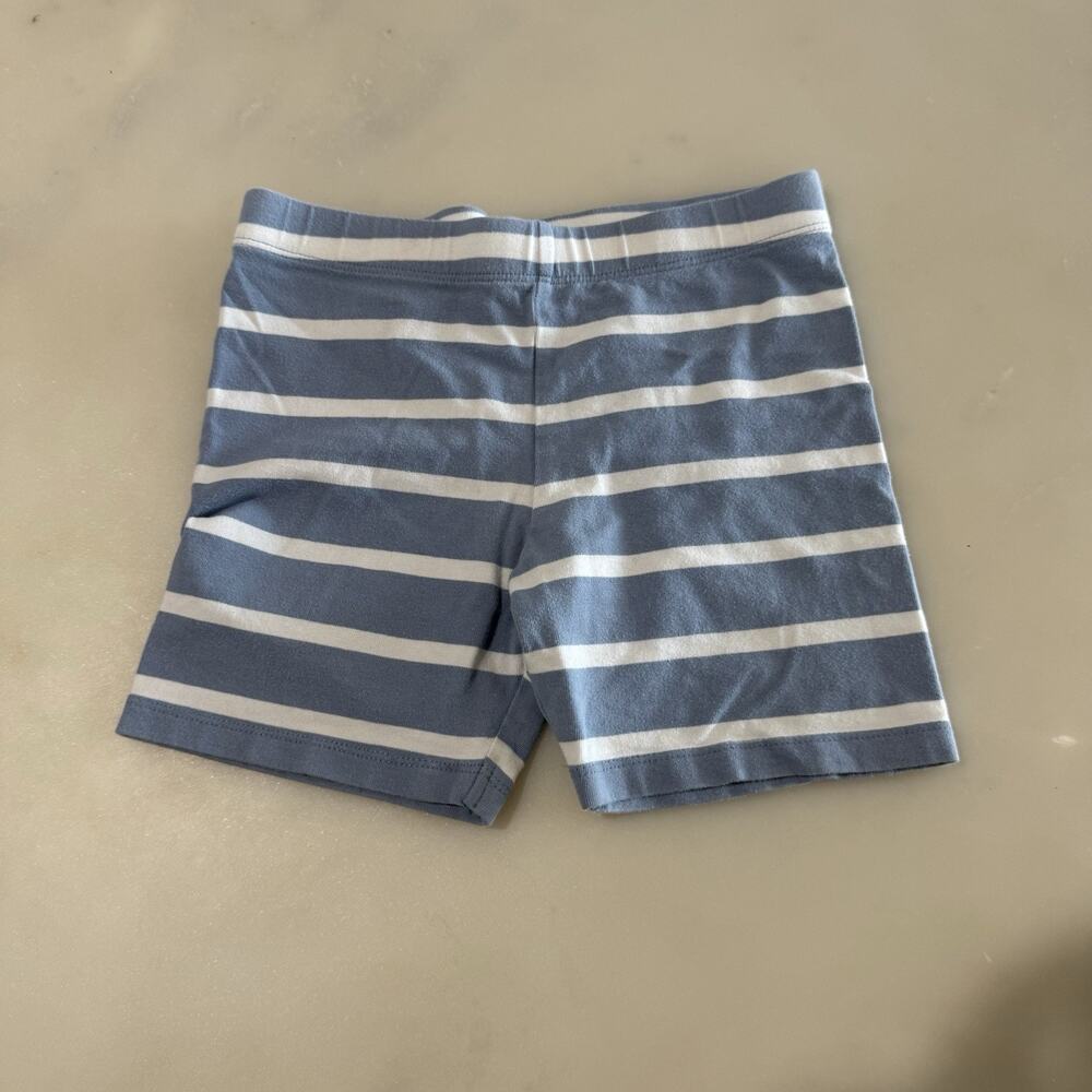 M&S Girl’s Shorts 5-6 Years Blue White Stripe Elastic Waist